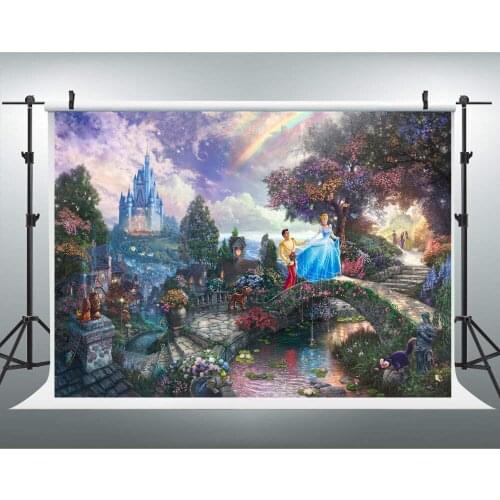 Prince and princess photography background 7x5studio background birthday party castle rainbow oil painting decorative background