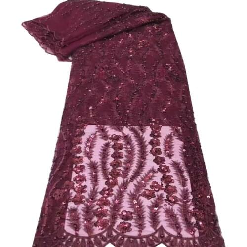 French Sequins Beade Lace Fabric 2021 High Quality Lace Material African Lace Fabric For Evening Party Dress Sewing f66-499