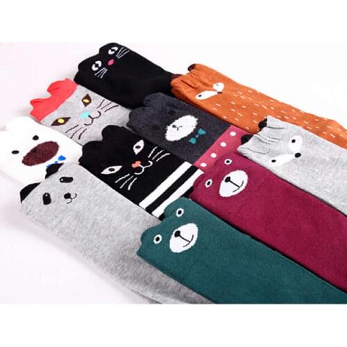 The new cotton leg warmers children straight three-dimensional cartoon cat ear knee-high legwarm baby girls leg warmers