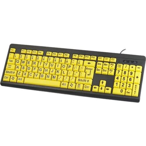 T801 Keyboard, USB Wired Large Character Portable Gaming Keyboard for the Elderly and Children