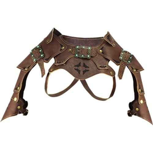 Steampunk Leather Armor Shawl Cape Shrug Halloween Cosplay Costumes for Both Men and Women - Adjustable