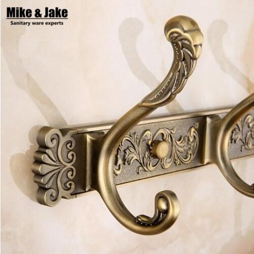 Free Shipping Bathroom wall Carving Antique robe hooks 4-6 Row Hook coat hanger door hooks for bathroom accessories MJ3600