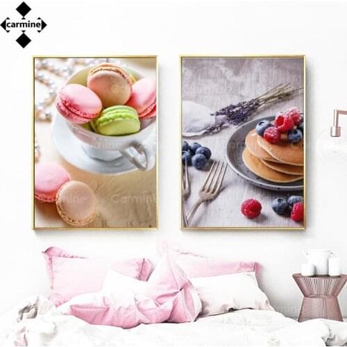 Macaron Cake Coffee Dessert Canvas Painting Nordic Posters and Prints Modern Home Decoration Kitchen Wall Art Pictures Frameless