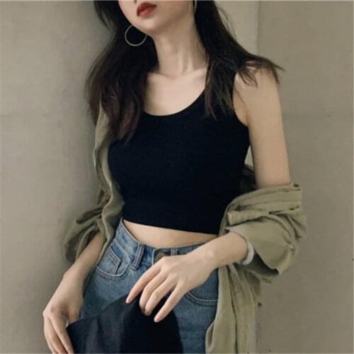 Sexy Tank Top Black Halter Crop Tops Women Summer Camis Backless Camisole Fashion Casual Tube Female Sleeveless Cropped Vest