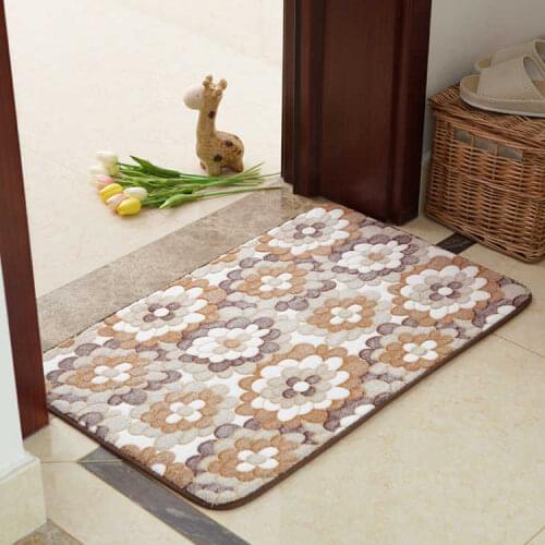 Multi-Size Pastorable Floral Floor Mats Bedroom Door Mat Kitchen Foyer Carpet Bathroom Non-Slip Foot Mat Suede Toilet Rugs Abso