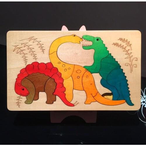 N202 New toy Puzzle wooden multi-layer puzzle toy two-layer dinosaur for boy and girl