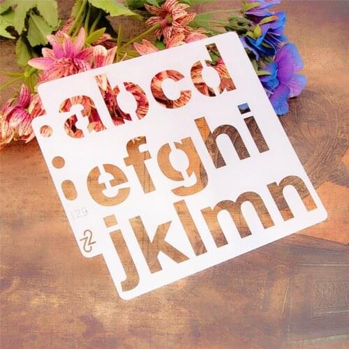 14*13CM Lower Case Letters Shield DIY Cake Scrapbook Stencils Hollow Embellishments Printing Lace Ruler Valentines Day