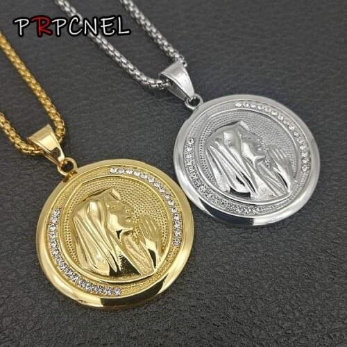 New Virgin Mary Pendant Necklace for men Women Silver/Gold Color Our Lady Jewelry Wholesale Colar Cross Trendy Chain