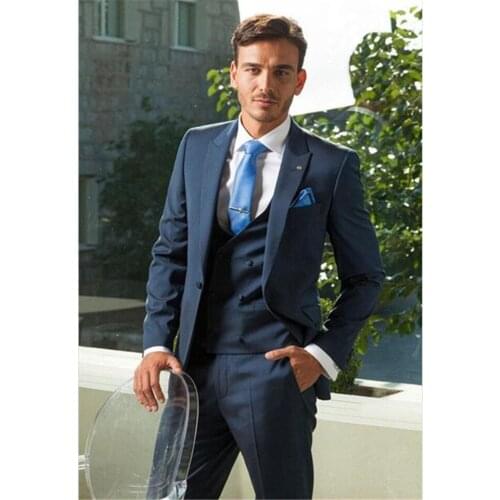 New Classic Mens Suit Smolking Noivo Terno Slim Fit Easculino Evening Suits for Men Groomsmen One Button Bridegroom