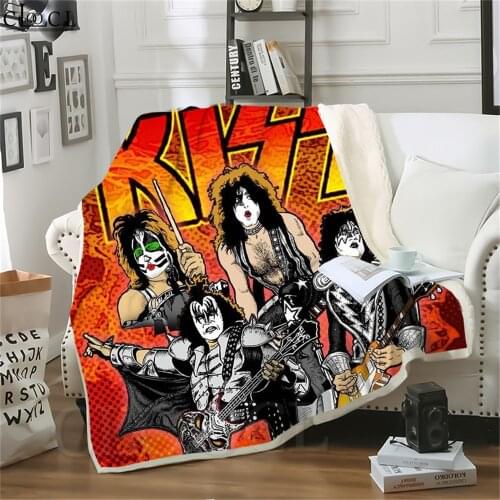 KISS Rock Band Blankets 3D Double Layer Blankets for Beds Adult Quilt Bedding Cover Sofa Travel Birthday Party Throw Blanket