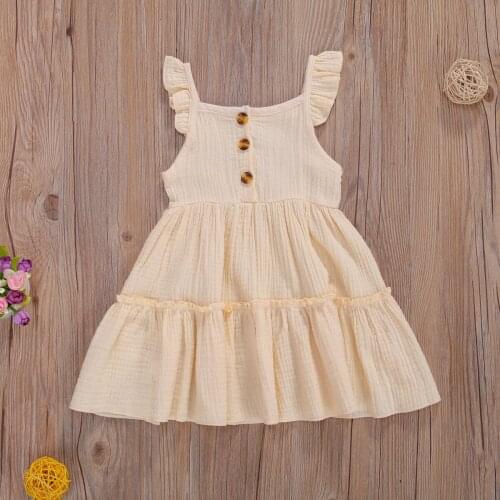 2020 New Hot 1-5Years Baby Girls Dress Sleeveless Solid Color Ruffle Knee-length Dress Kids Sundress одежда для новорожденых