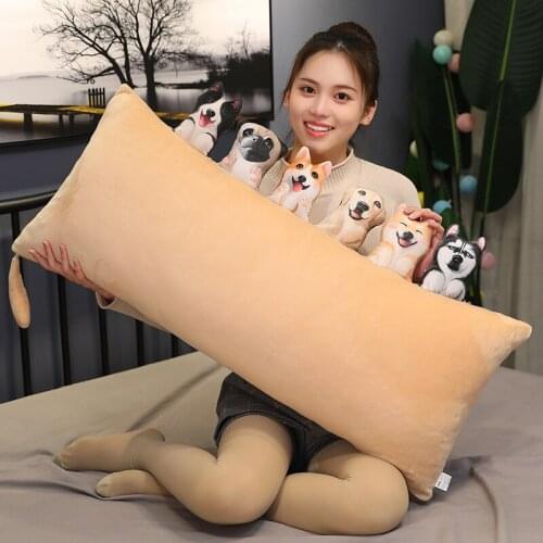 Hot Cute Simulation Dog Plush Toy 3D Printing Stuffed Animal Dog Plush Pillow Stuffed Cartoon Cushion Kids Doll Home Decro Gift