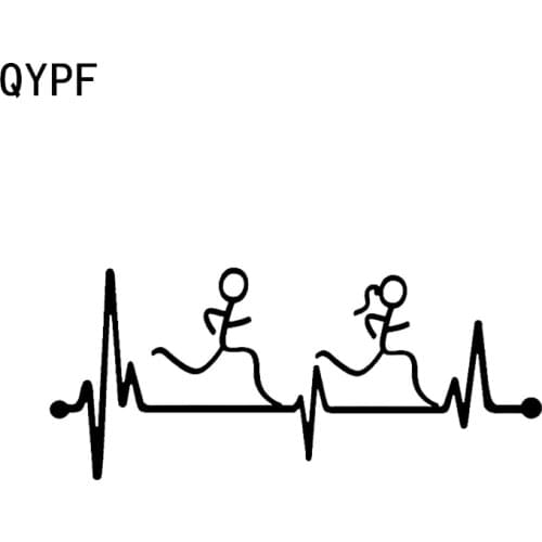 QYPF 16.2*7CM Heartbeat Runner Guy And Girl Decor Car Styling Sticker Vinyl Accessories C16-0764