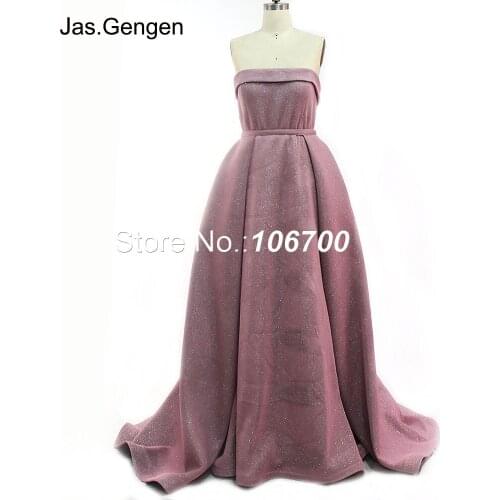 Real Photos Two Pieces Evening Dress Detachable Panel Train Overskirt Strapless Shiny Material Bridal New Bridesmaid Prom Gowns