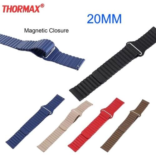20mm Magnetic Closure Genuine Leather Loop Band for Samsung Galaxy Watch 42mm Strap For Samsung Gear S2 Classic Gear Sport belt
