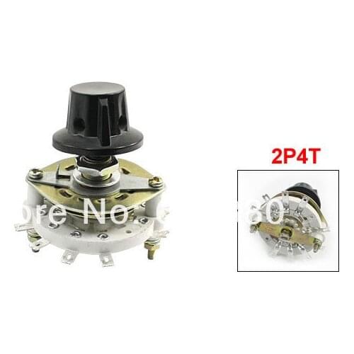 2P4T 2 Pole 4 Throw Position Rotary Switch Band Channel Selector 2P4T KCT2x4 w Knob