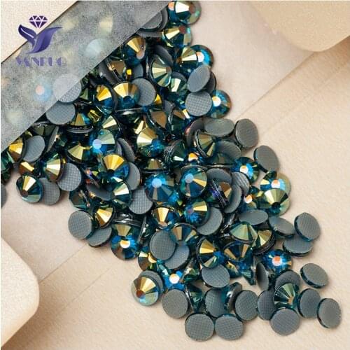 YANRUO 2058HF All Sizes Blue Zircon AB Flatback Glass Hotfix Strass Crystal DIY Rhinestones For Jewelry Making