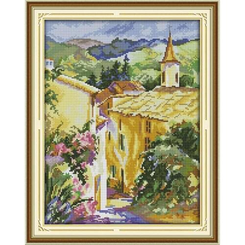 Everlasting Love In The Corner Of Town Chinese Cross Stitch Kits Ecological Cotton Stamped 11C DIY New Year Decorations For Home
