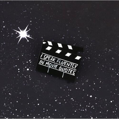 I Speak Fluently In Movie Quotes ! Film and television crews Clapperboard Clap-stick Enamel Brooch Pin badge Jewelry Collection