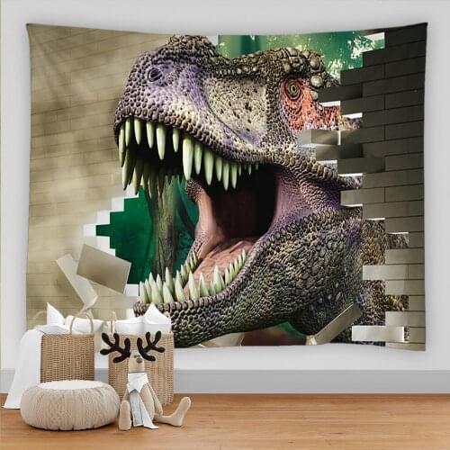 Scenic Dinosaur Head Printed Hanging Tapestry Art Animal Wall Hanging Tapestries Boho Bedspread Yoga Mat Blanket 200*150cm