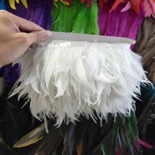 1Yards white Natural Turkey and Ostrich Feather Ribbon 10-15cm/4-6 inch For weddings Dress/Craft Supplies Decoration