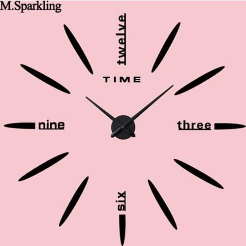 3D wall clock brief design bedroom mirror wall clocks large self adhesive electronic clock DIY home decoration