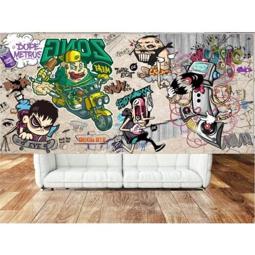 3d wallpaper custom photo Retro nostalgic graffiti bar catering background home decor 3d wall murals wallpaper for living room