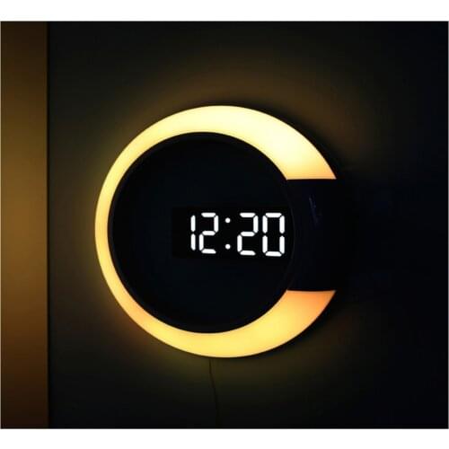 3D LED Digital Wall Clock Alarm Despertador Mirror Hollow Watch Table Clock Temperature Nightlight Digital Alarm Clock Decor