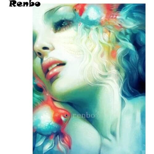 Cartoon Mermaid Goldfish DIY 5D Diamond Painting Full Square Drill Mosaic Diamond Cross Stitch Kit Embroidery Needlework Decor