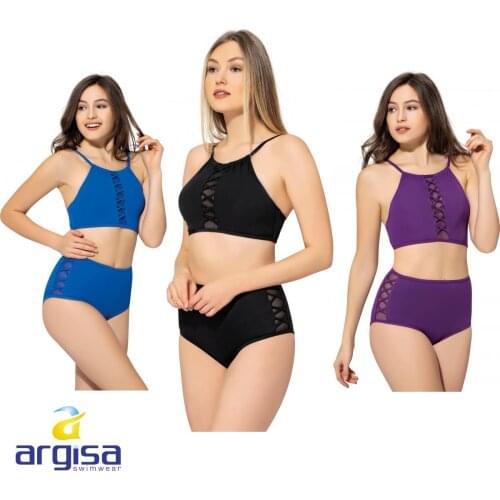 Argisa 5021 Gauze Lace-Up High Waist Bikini Set 36-42 Turkey Womens Swimwear Fashion Biquini Beachwear Two Piece
