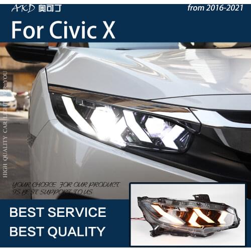 AKD Car Styling For Honda CIVIC X G10 2016-2021 LED Headlight DRL Fog Lamp Turn Signal Lamp Low Beam High Beam Projector Lens