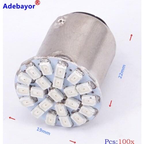 100X 1157 P21/4W P21/5W 7528 BAY15D 22 3014 SMD 1206 Car LED Brake stop parking Turn Light Automobile Wedge Lamp white red