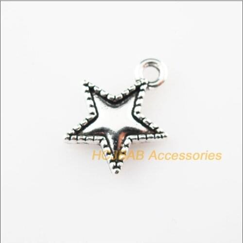 35 New Tiny Lovely Star Tibetan Silver Color Charms Pendants 12.5x15mm