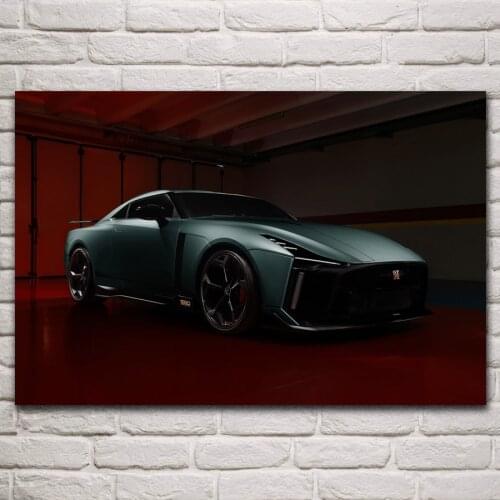Gt r50 beautiful jdm supercar sport vehicle fanart living room home decor art print decoration wood frame fabric poster KN283
