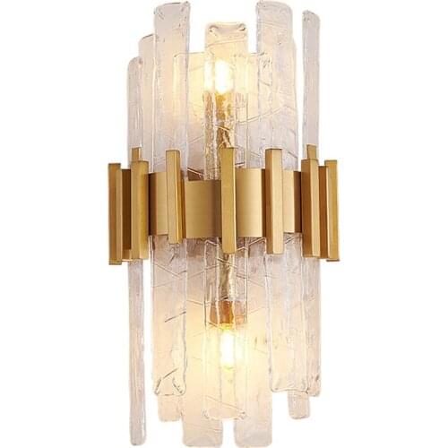Art deco glass wall lights modern bedroom lamp AC110V 220V gold hotel corridor fixtures
