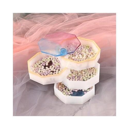Multi-layer Rotating Overlapping Jewelry Storage Box Casting Silicone Mould for DIY UV Epoxy Crafts Making Tools for Resin