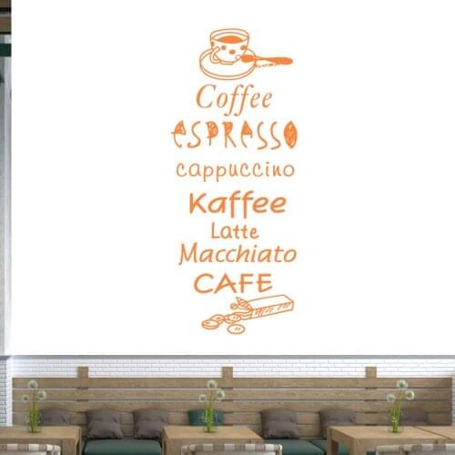 Coffee Shop Sticker Bean Milk tea Decal Cafe Cup Vinyl Art Wall Decals Decor Mural Decoration Break Coffee Glass Decals CA1005