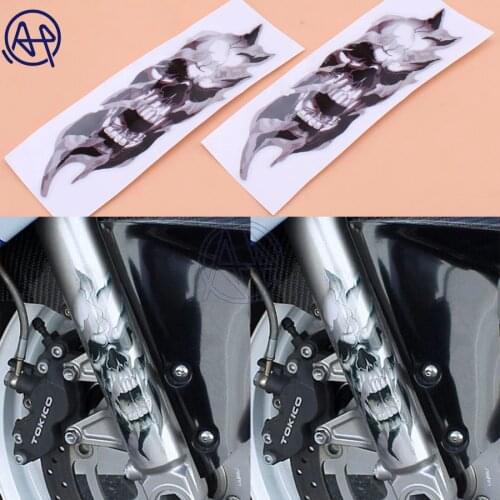2pcs Motorcycles Front Fork Skull Decals Graphic Sticker Car Truck Body Sticker Universal For Harley Honda Ymaha suzuki Kawasaki