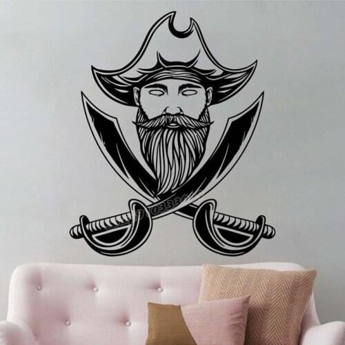 Corsair Wall Decal Pirate Filibuster Sea Rogue Boarding Bandage Hook Sailor Skipper Rum Treasure Wall Sticker Room Decor B310