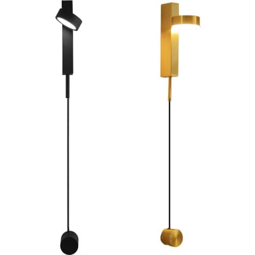 Bed lamp wall lights Rotation Dimming Switch Bedroom Light Modern Stai Wall Deco Sconce Living Room Golden Black