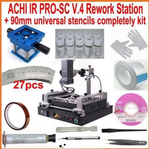 New BGA rework station infrared ACHI IR PRO V.4 motherboard repair machine + 27pcs 90mm universal bga stencils kit reball base