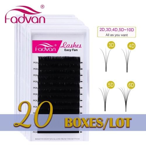 Wholesale 20 Boxes Easy Fan False Eyelash Extension 0.05/0.07/0.10 Super Soft Blooming Fake Eye Lashes Extensions