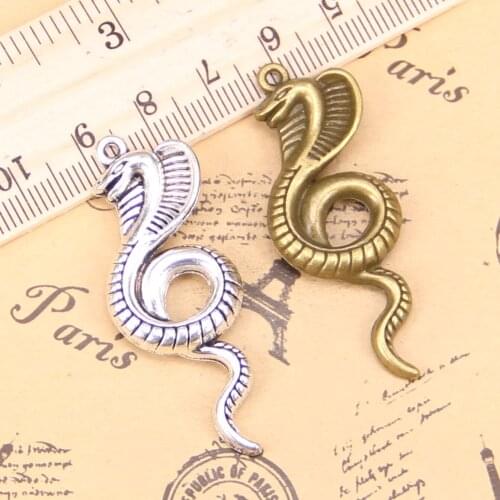 4pcs Charms king cobra snake 49x19mm Antique Pendants,Vintage Tibetan Silver Jewelry,DIY for bracelet necklace