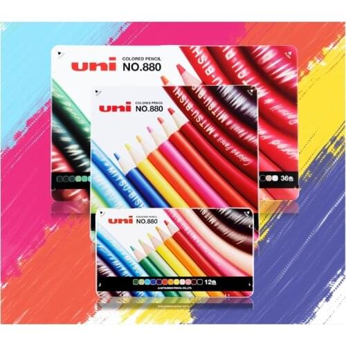 Professional colored pencils Japan UNI Mitsubishi color lead 880 oily color pencil iron box pack lead sketch beginners