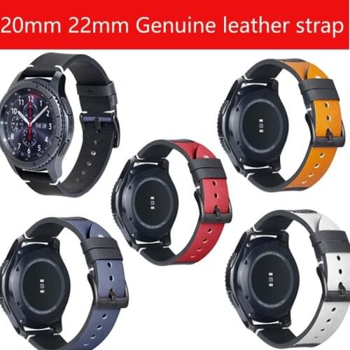 22 20 genuine leather band for samsung Aactive2 42 46 s3 wrist strap Ticwatch s2 amazfit 3 2 pace Huawei GT 2E belt