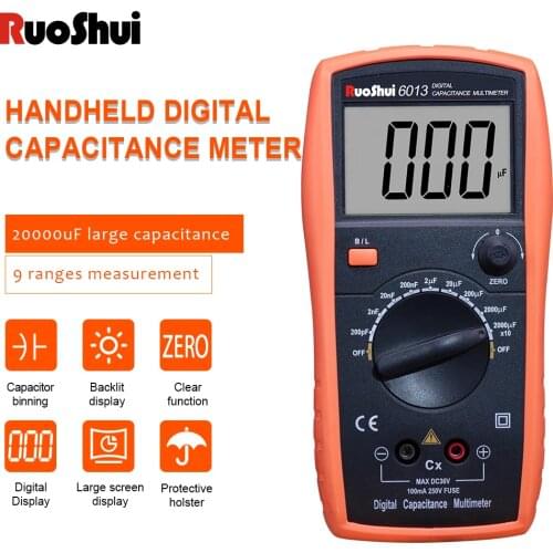 RuoShui 6013 Digital Capacitance Multimeter High precision capacitance tester Handheld with 20000uF display inductance test LCR