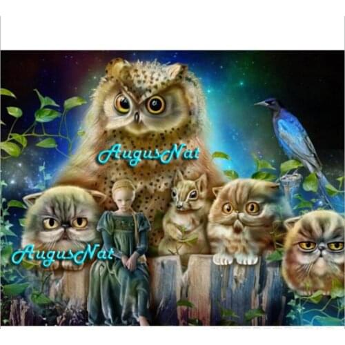 Owl family diamond painting full square wall art night bird diamond dot paint on canvas decor diamond dotz animal craft gifts