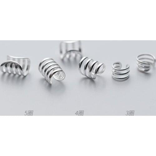 UNISEX TINNY Real. 925 Sterling Silver Fine jewelry OPEN Hollow filve-layers/FOUR-rows/3ROWS Clip Earrings (No pierced)GTLE2248