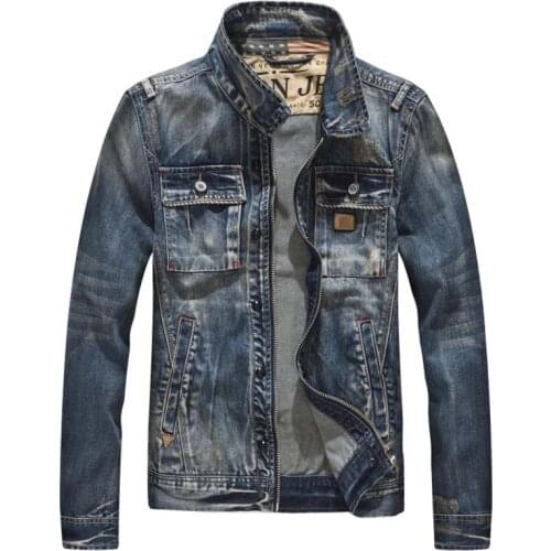 Windbreaker Motorcycle Denim Jackets Men Washed Zipper Cowboy Coats Mens Cotton Vintage Slim Fit Cycling Jeans Jacket Size M-5XL
