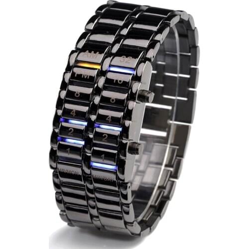 Waterproof New Fashion Men Women Lava Electronic second generation Binary LED Bracelet Watch Wristwatch Clock Hours